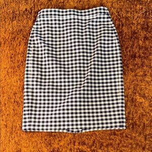 J. Crew Black and White Checkered Pencil Skirt